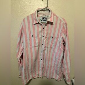 Vintage Pink and White Striped Men's Shirt